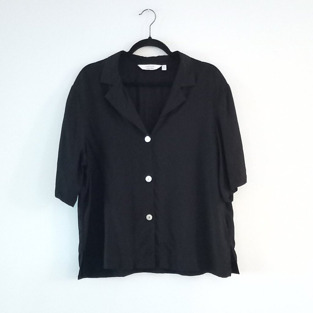 & OTHER STORIES short sleeve black button up top